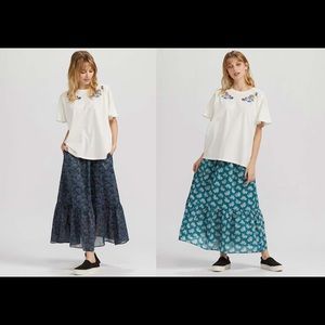 Anna Sui for Uniqlo Floral Tiered Maxi Skirt